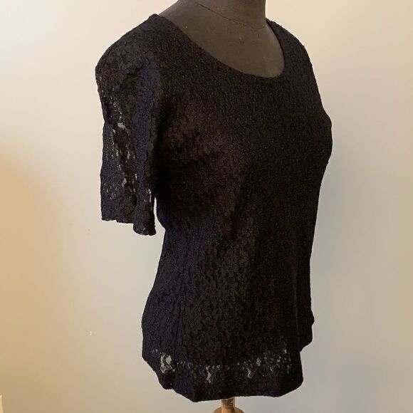 Black Floral Lace Shirt  - Picture 6 of 7